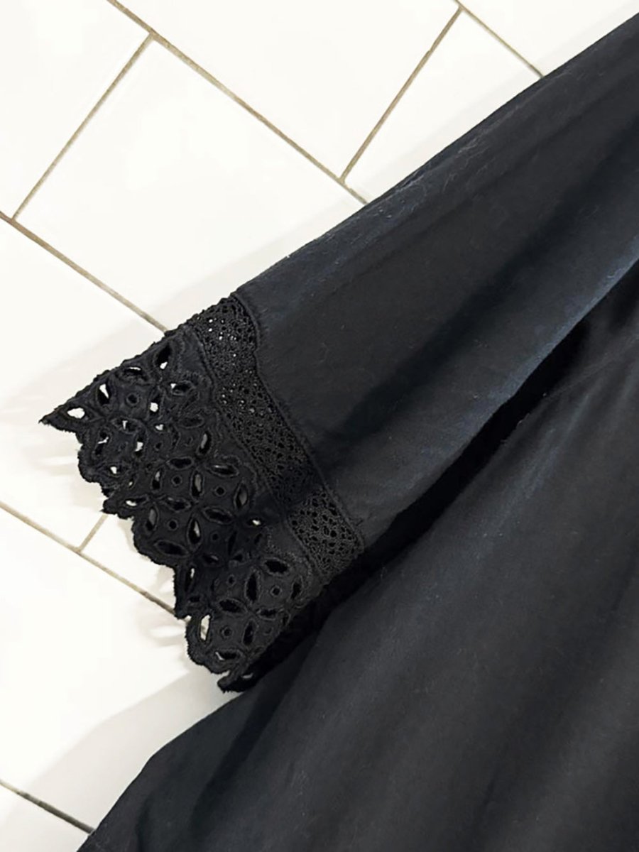 gap boho full button eyelet lace tiered midi dress - good market thrift store