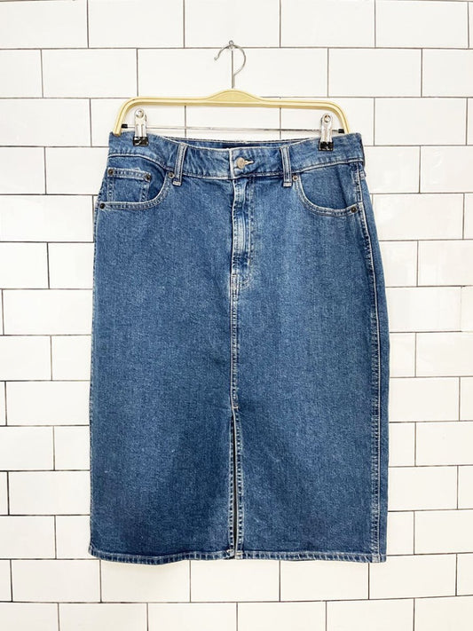 gap denim front slit midi skirt - good market thrift store
