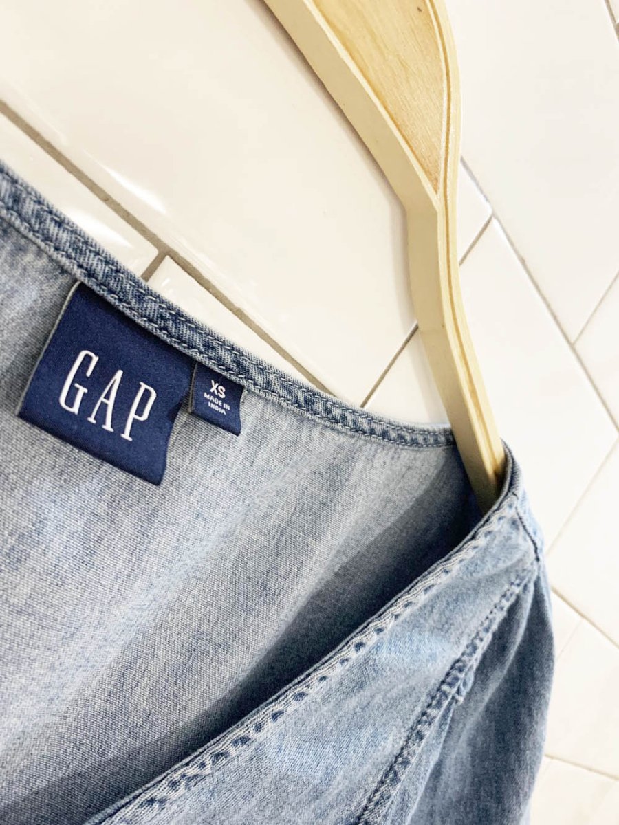 gap denim v - neck full button tee - good market thrift store