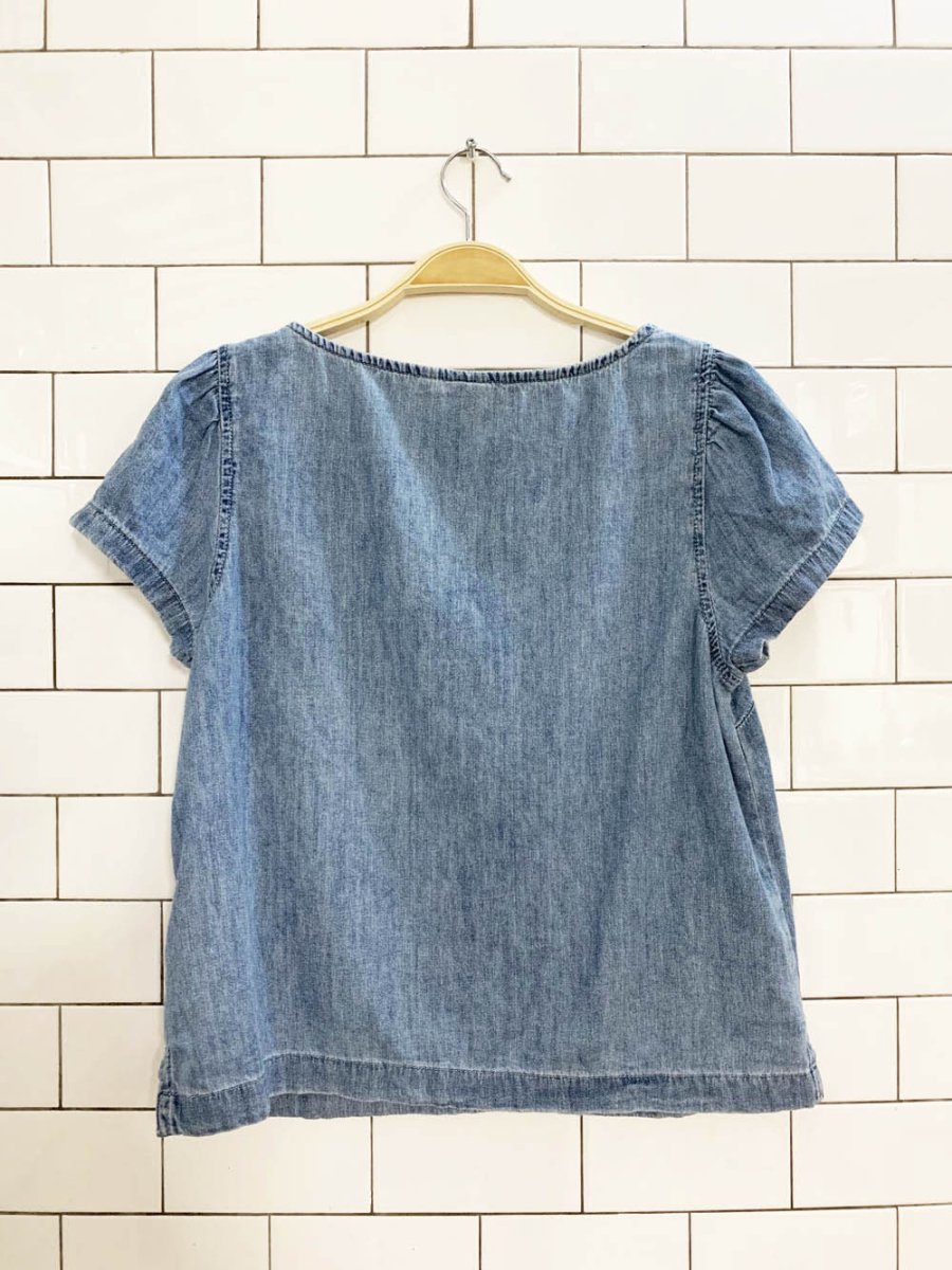 gap denim v - neck full button tee - good market thrift store
