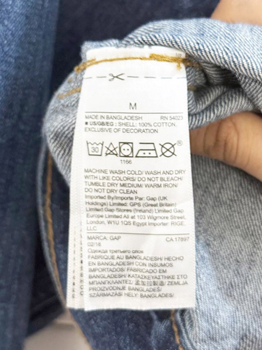 gap floral logo print full button denim jacket - good market thrift store