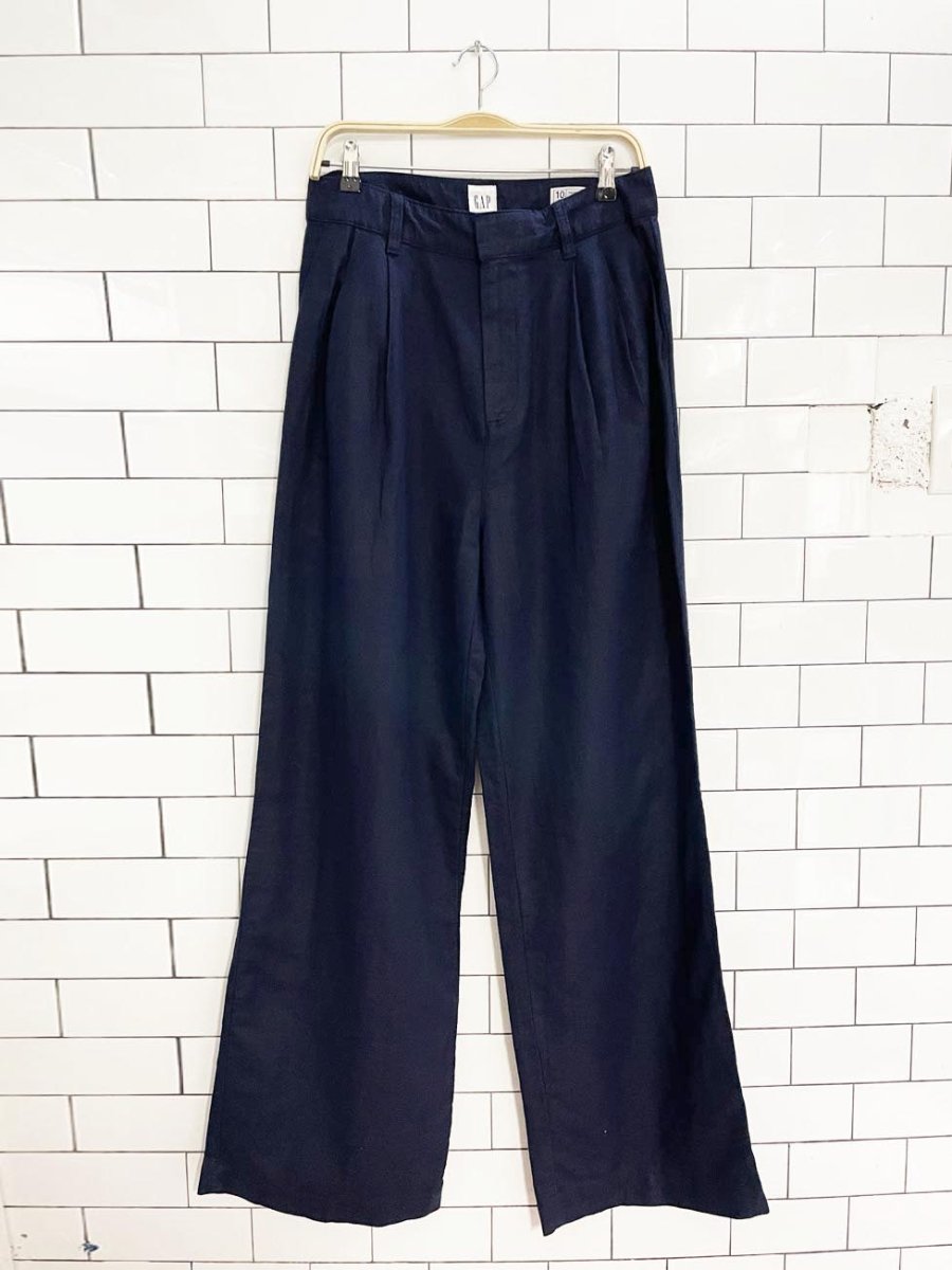 gap linen - blend peated high rise wide leg pant - good market thrift store