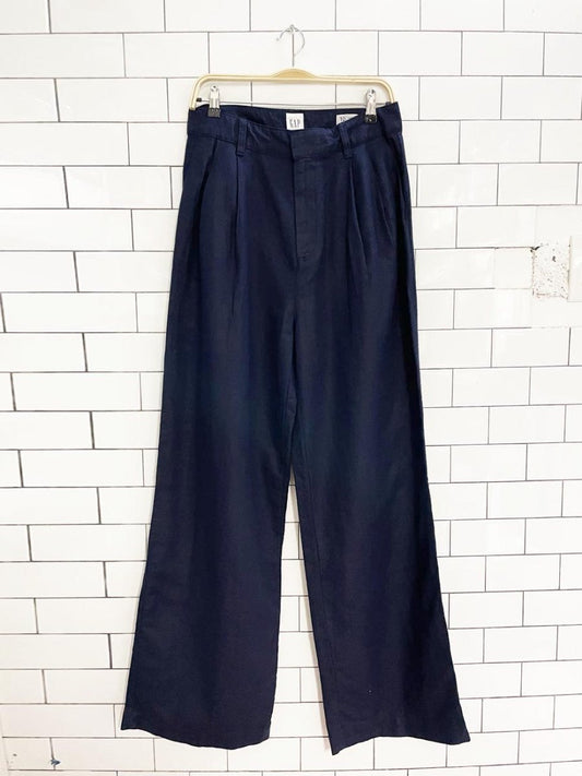 gap linen - blend peated high rise wide leg pant - good market thrift store
