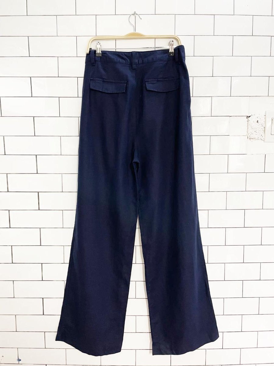 gap linen - blend peated high rise wide leg pant - good market thrift store