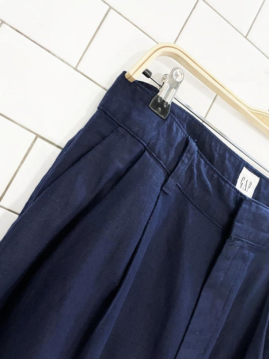 gap linen - blend peated high rise wide leg pant - good market thrift store