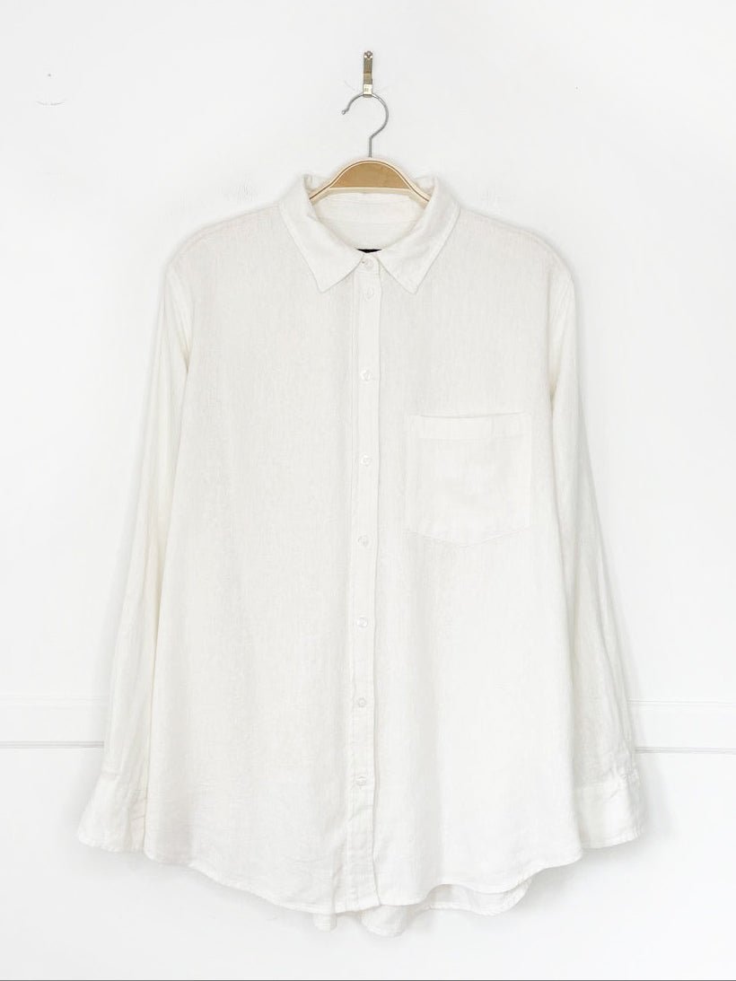 gap linen-blend soft sporty prep full button shirt - good market thrift store