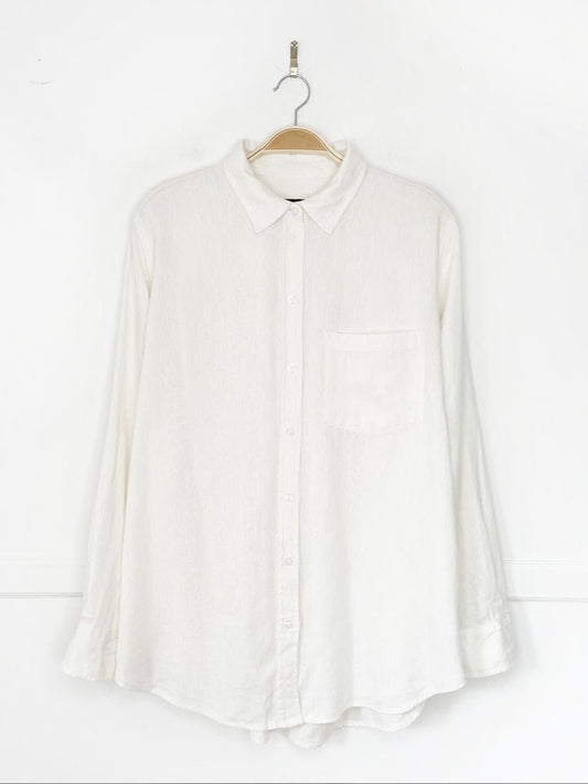 gap linen-blend soft sporty prep full button shirt - good market thrift store