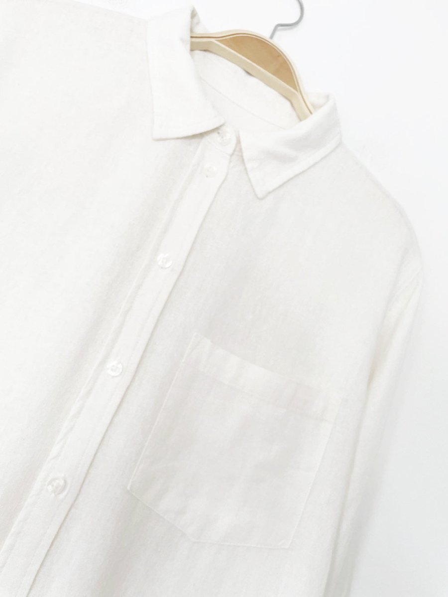 gap linen-blend soft sporty prep full button shirt - good market thrift store