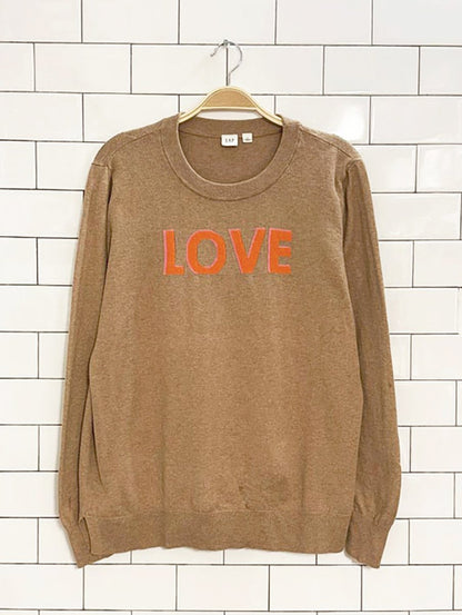 gap love spellout crewneck knit sweater - good market thrift store