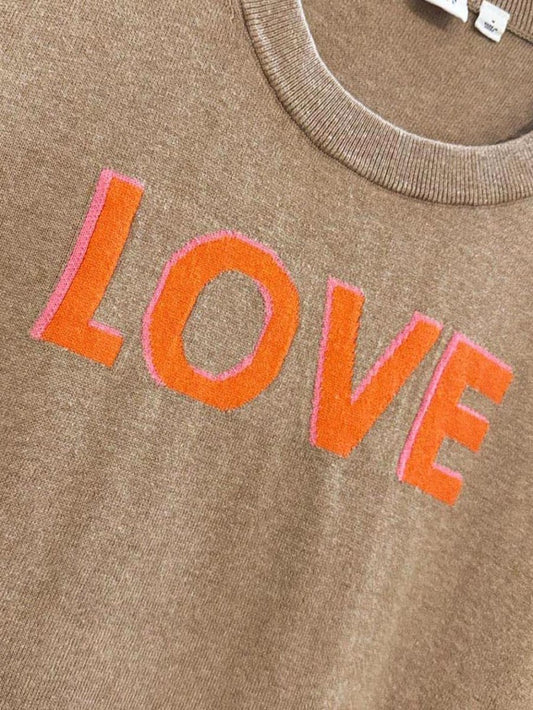 gap love spellout crewneck knit sweater - good market thrift store
