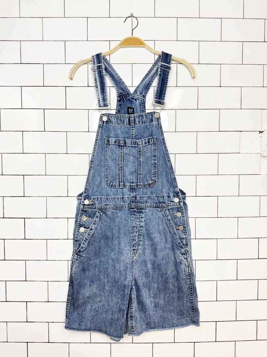 gap raw hem denim overall shorts - good market thrift store