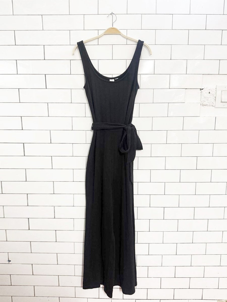 gap ribbed stretch belted wide leg jumpsuit - good market thrift store