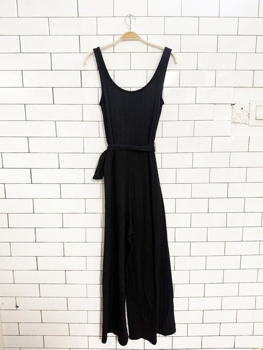 gap ribbed stretch belted wide leg jumpsuit - good market thrift store