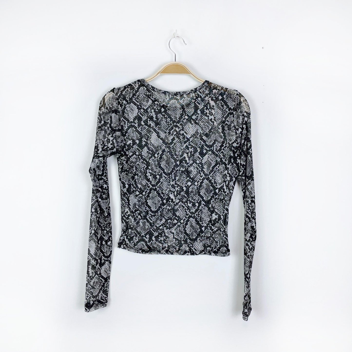 garage sheer snakeskin long sleeve top - size medium