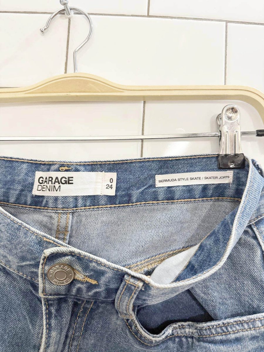 garage bermuda style skater long denim shorts - good market thrift store
