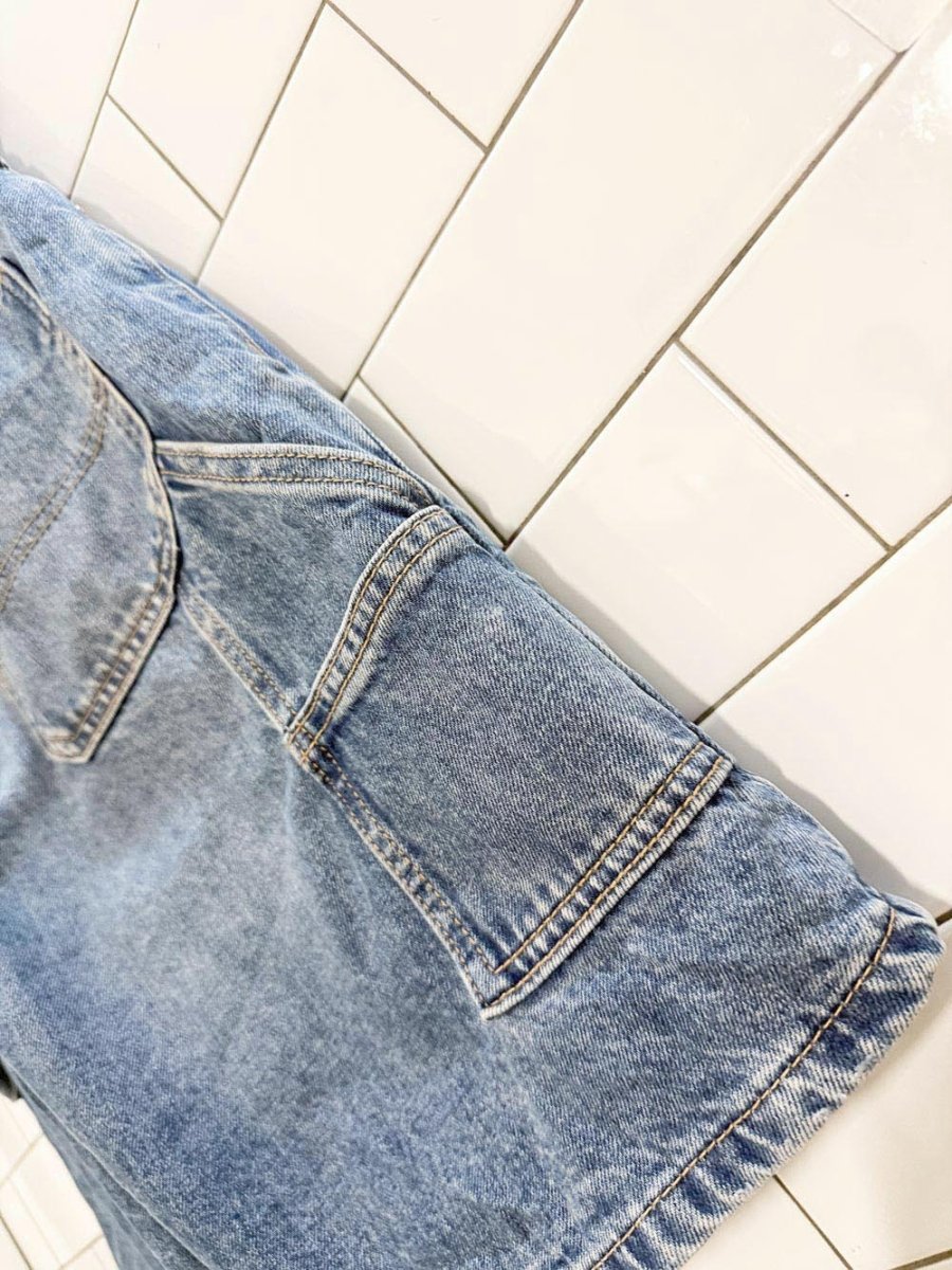 garage bermuda style skater long denim shorts - good market thrift store