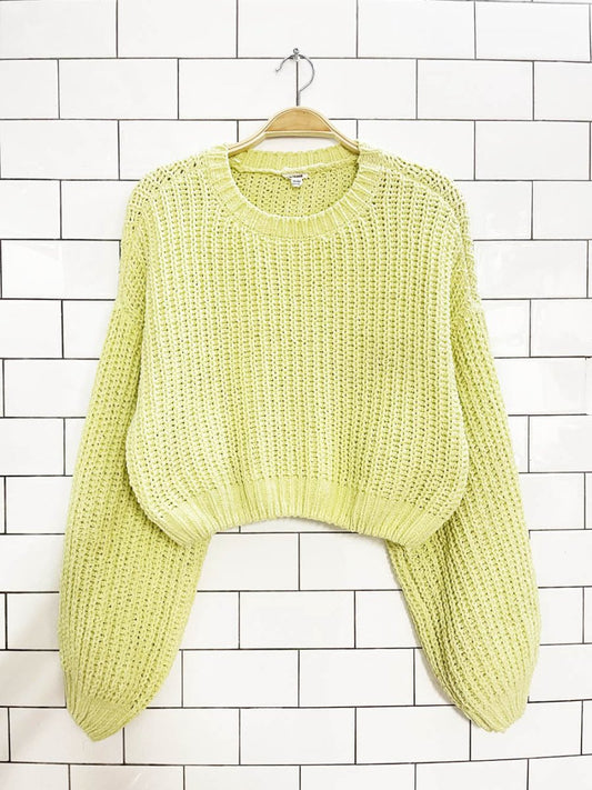 garage chenille boxy chunky knit cropped sweater - good market thrift store