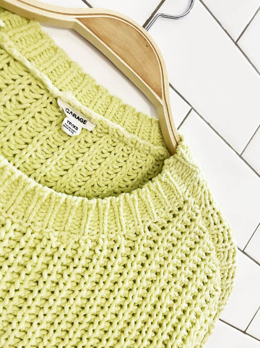 garage chenille boxy chunky knit cropped sweater - good market thrift store
