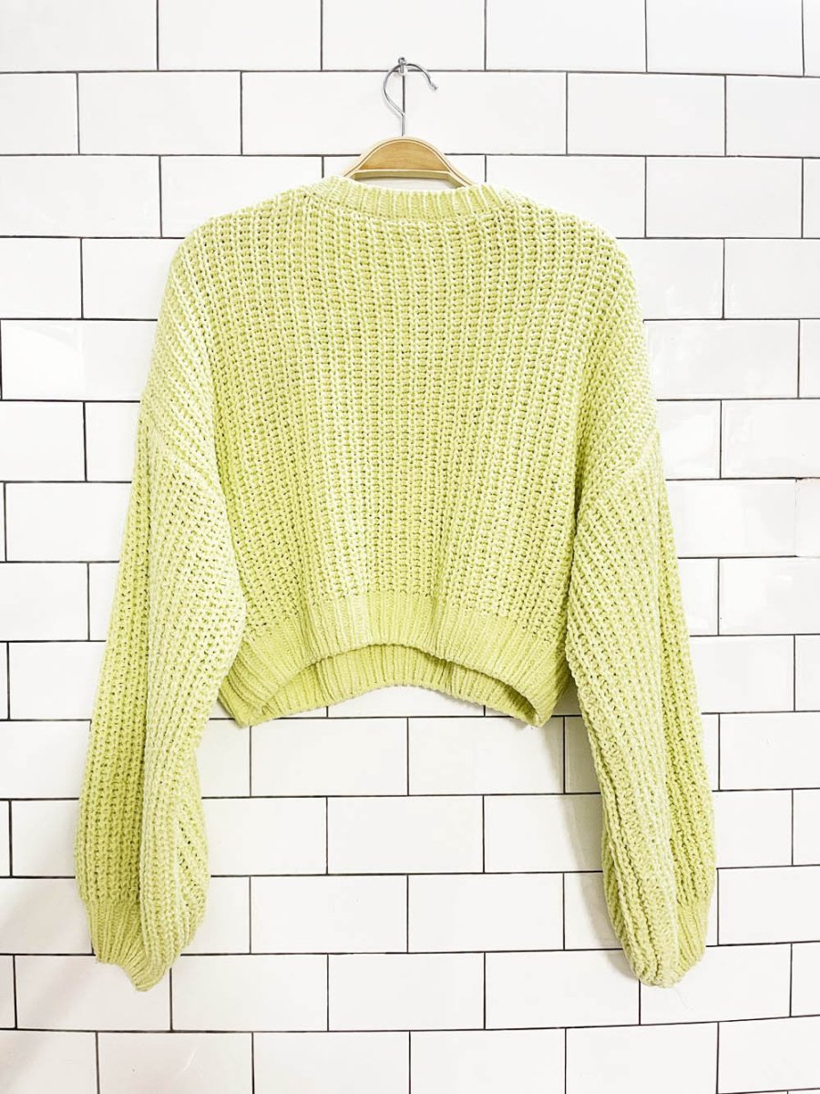garage chenille boxy chunky knit cropped sweater - good market thrift store