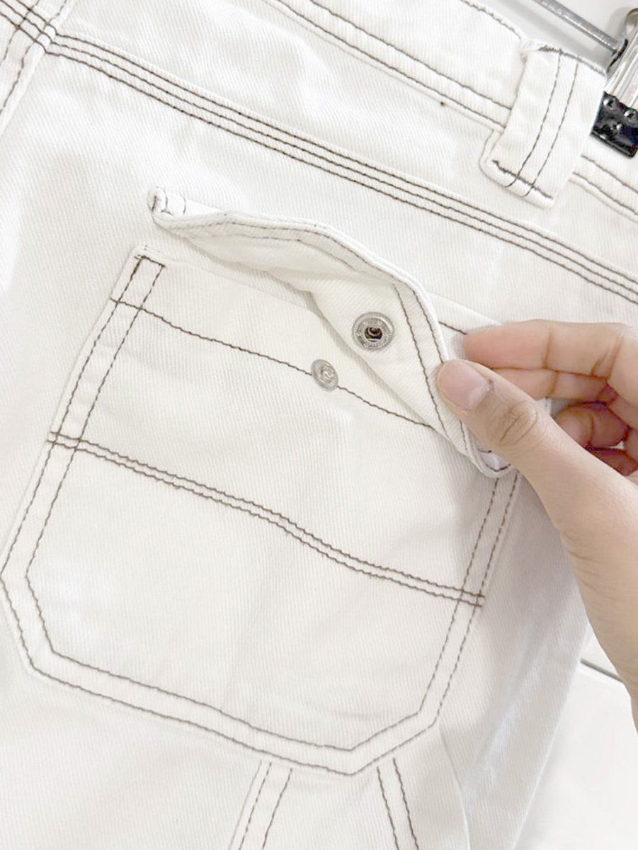 garage contrast stitch straight leg carpenter jeans - good market thrift store