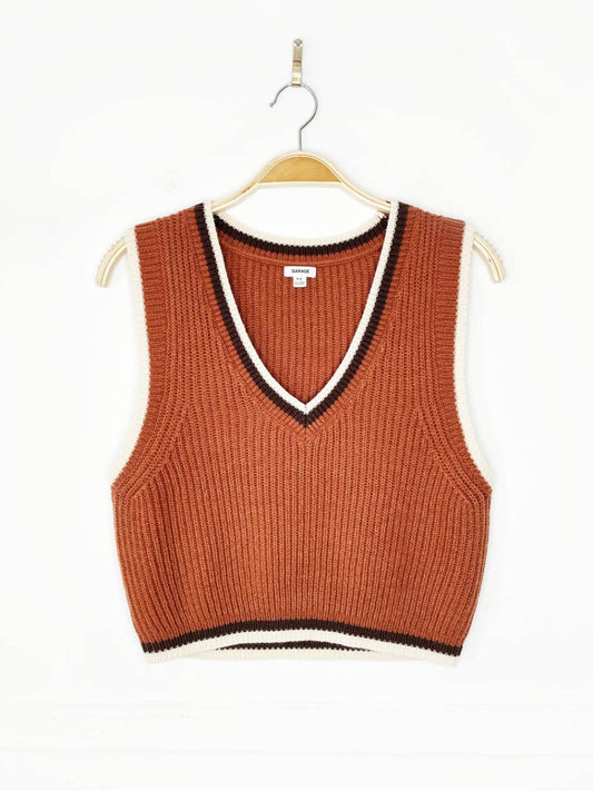 garage cotton - blend stripe trim knit vest top - good market thrift store