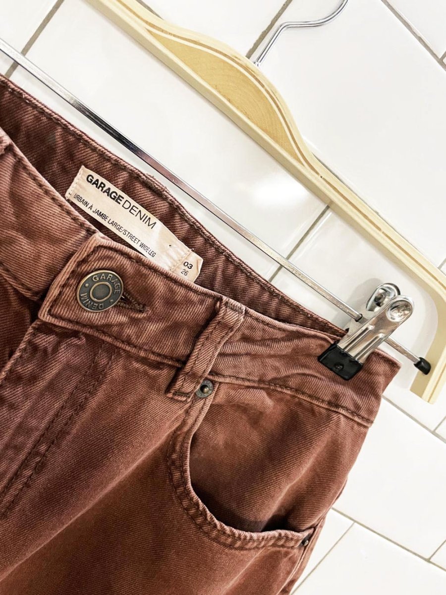 garage denim high rise wide leg raw hem jeans - good market thrift store