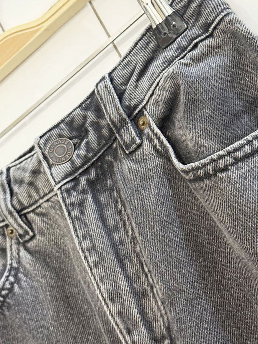 garage high - rise wide leg distressed patch jeans - good market thrift store