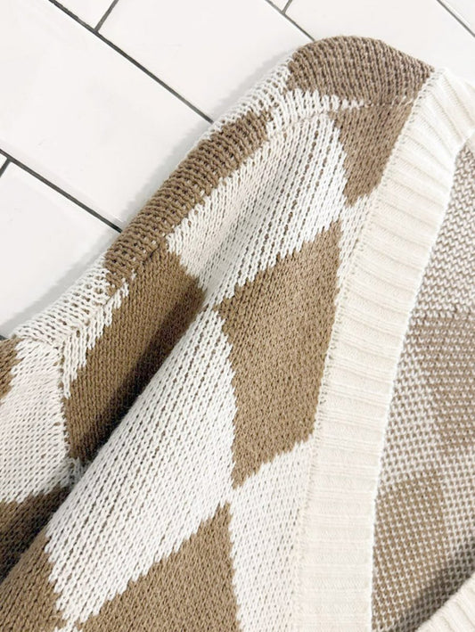 garage oversized argyle knit cardigan - good market thrift store