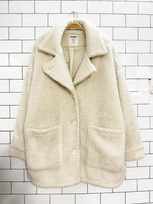 garage oversized sherpa teddy coat - good market thrift store