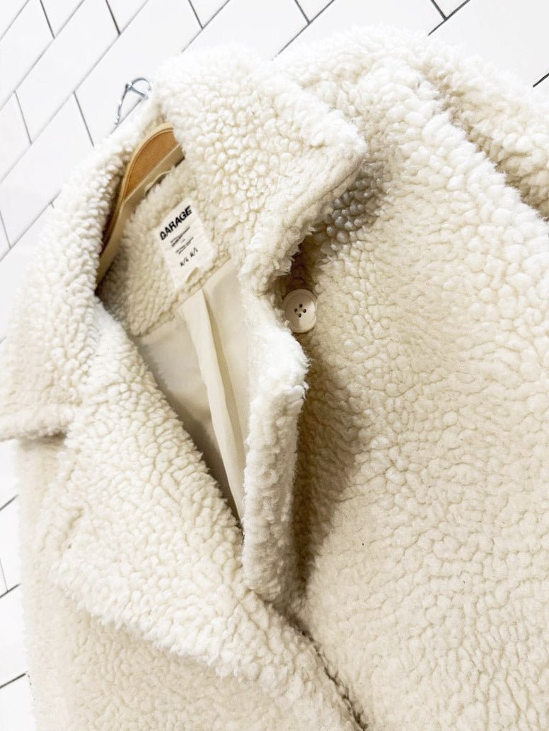 garage oversized sherpa teddy coat - good market thrift store