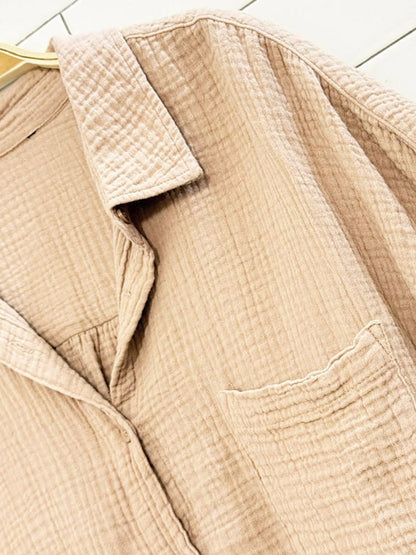 gauze cotton gathered back boxy shirt - good market thrift store