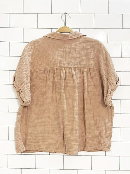 gauze cotton gathered back boxy shirt - good market thrift store