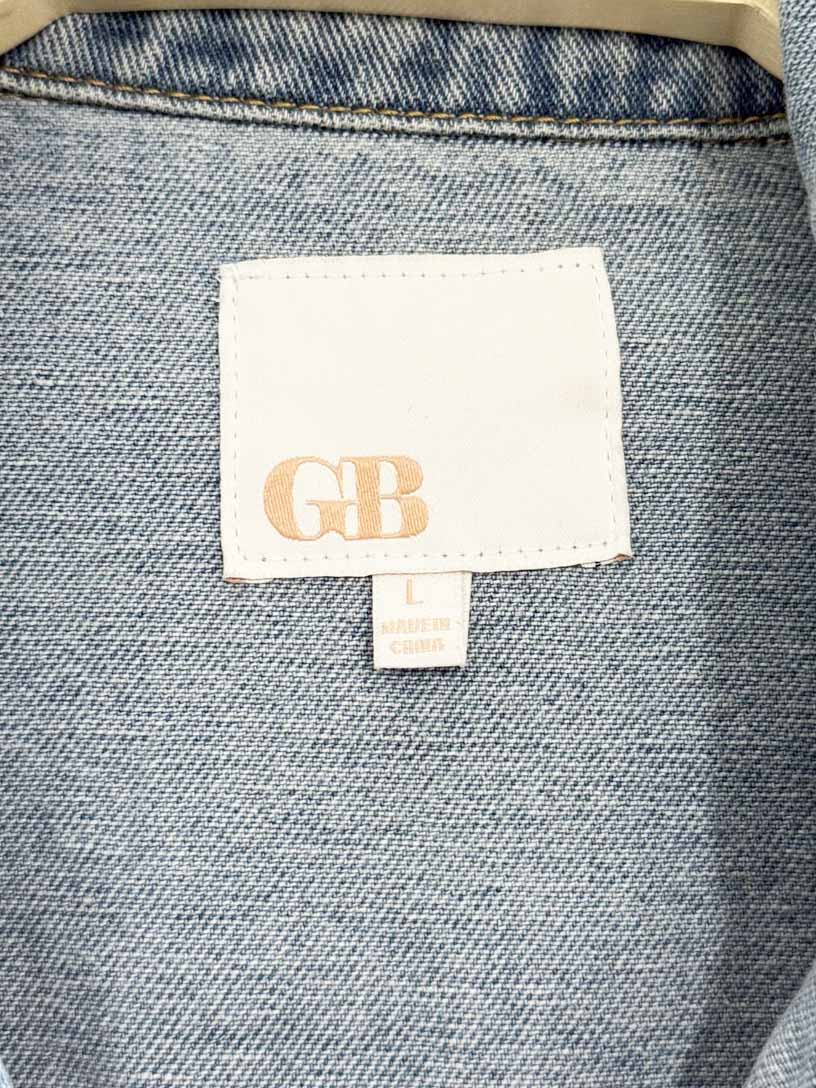 GB distressed oversized boxy denim jacket - good market thrift store