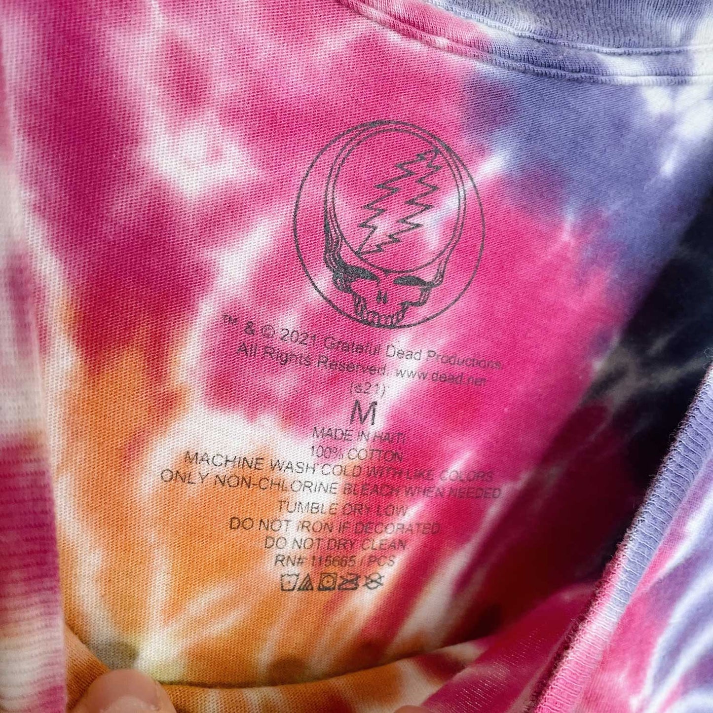 grateful dead 2021 liquid blue tie dye teddy bear tee - size medium