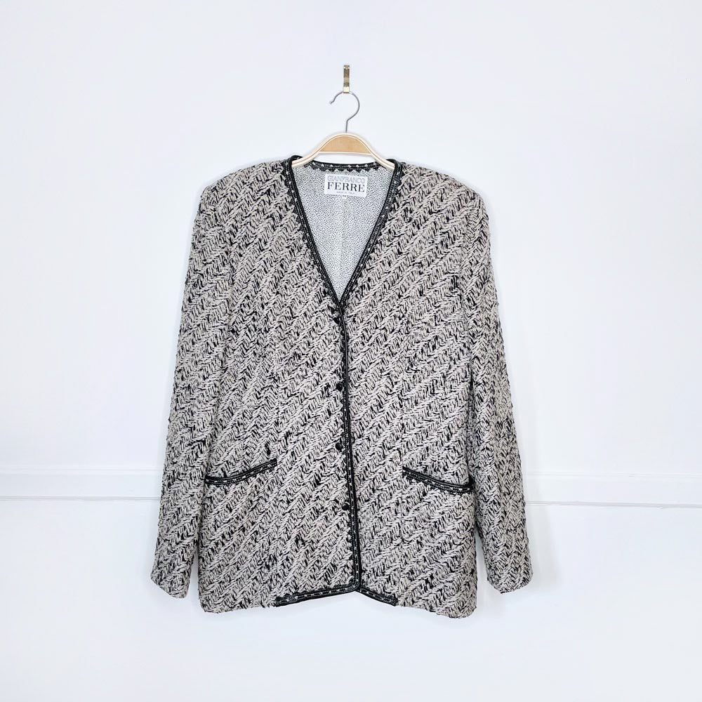 vintage gianfranco ferre silk tweed blazer jacket