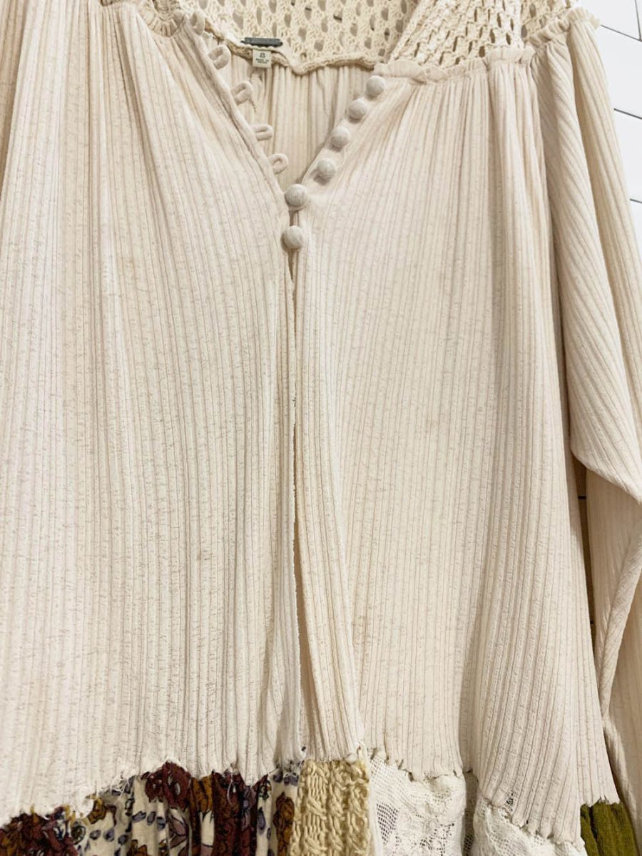 gimmick boho patchwork fringe long loose duster cardigan - good market thrift store