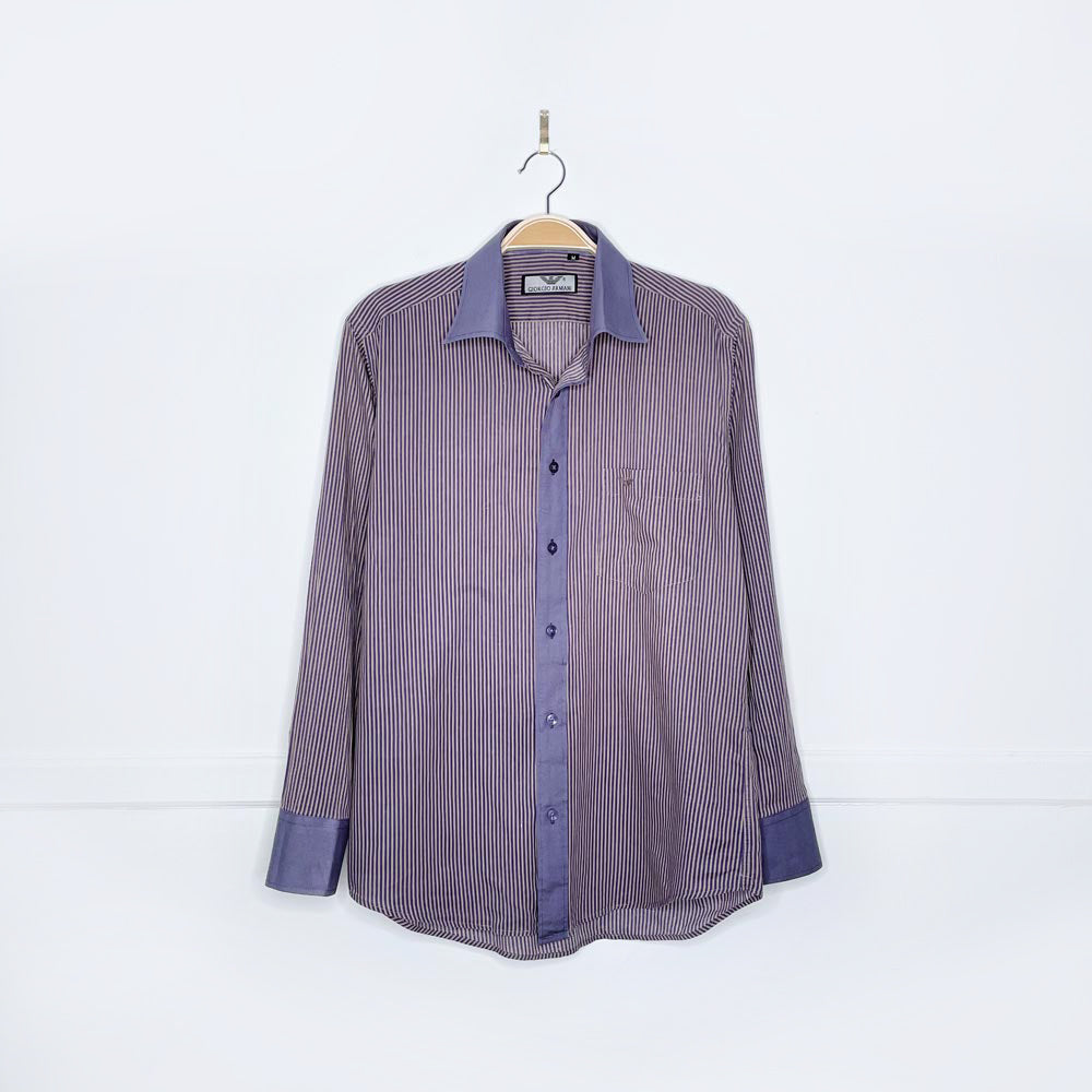 vintage giorgio armani contrast collar + cuffs striped shirt