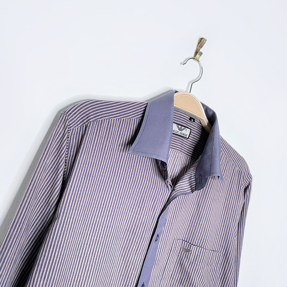 vintage giorgio armani contrast collar + cuffs striped shirt