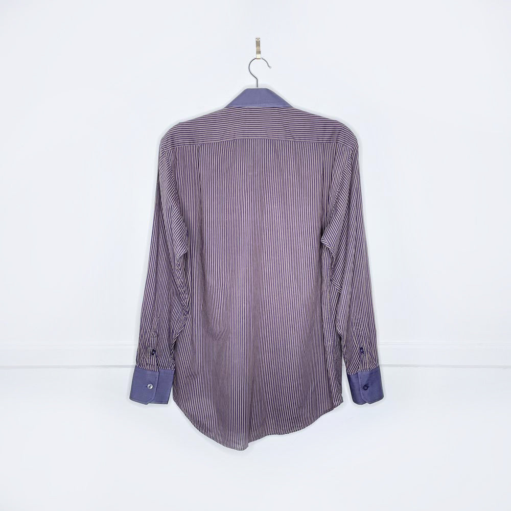 vintage giorgio armani contrast collar + cuffs striped shirt