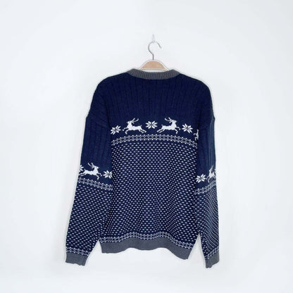 vintage great lakes country reindeer knit cardigan - size medium