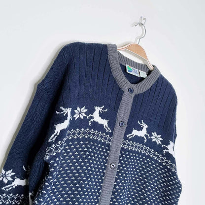 vintage great lakes country reindeer knit cardigan - size medium