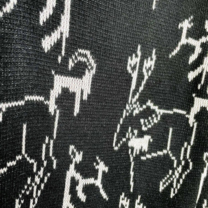 vintage winter frisky swiss mountain goat collared knit - size small