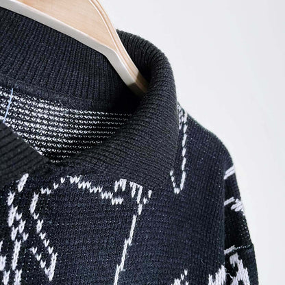 vintage winter frisky swiss mountain goat collared knit - size small