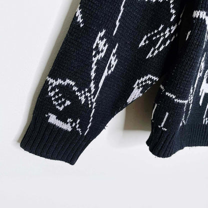 vintage winter frisky swiss mountain goat collared knit - size small