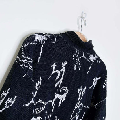 vintage winter frisky swiss mountain goat collared knit - size small