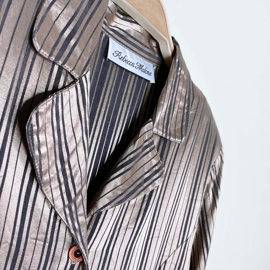 vintage rebecca malone gold satin menswear button down - size medium