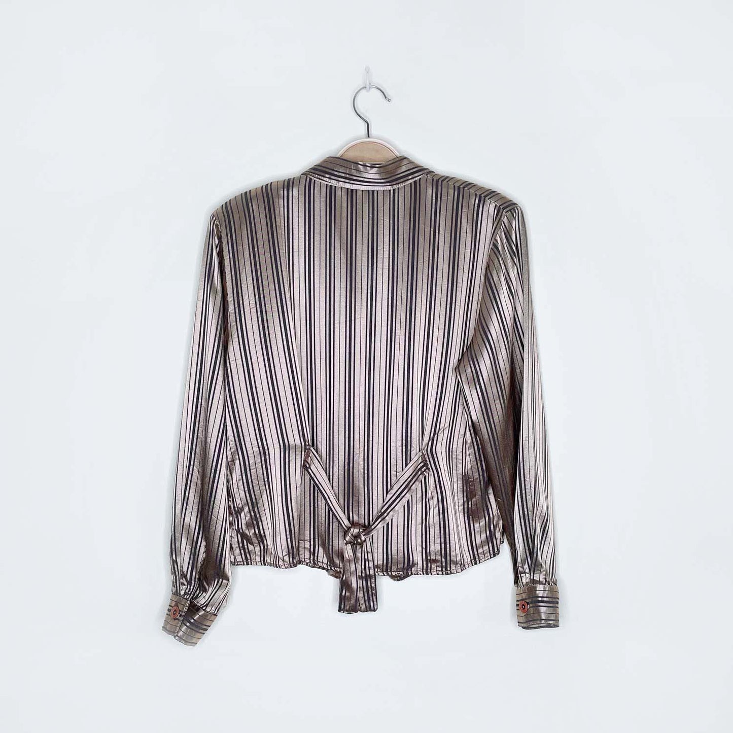 vintage rebecca malone gold satin menswear button down - size medium