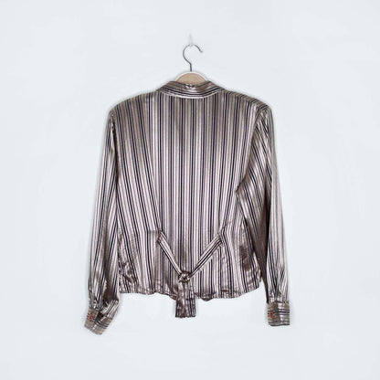 vintage rebecca malone gold satin menswear button down - size medium