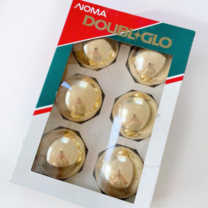 set of 6 vintage noma gold glass ornaments
