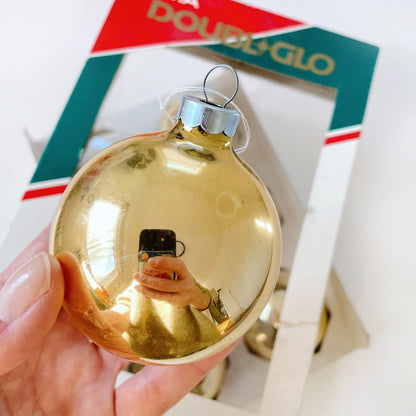 set of 6 vintage noma gold glass ornaments